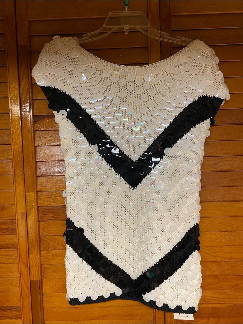 Vintage 80’s Sequined Chevron Knit Top